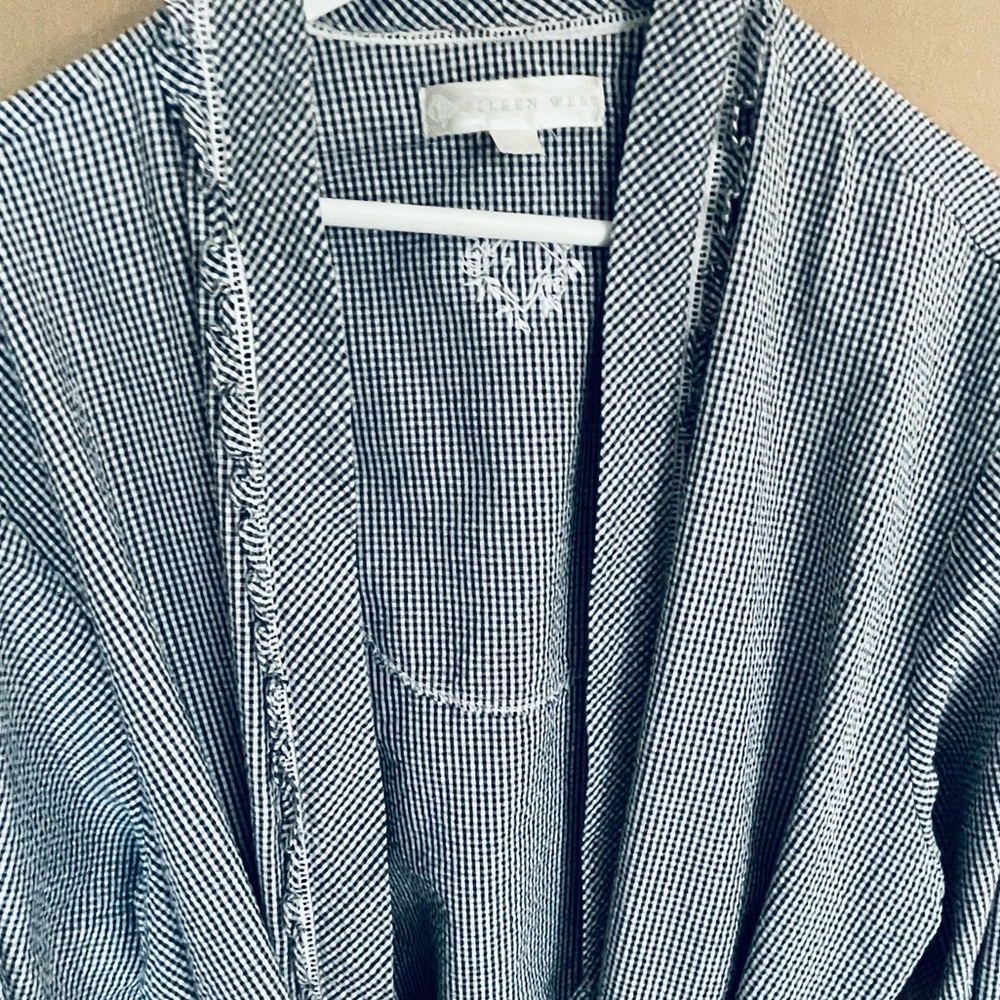 Eileen West Plus Size Women’s Lightweight Black & White Seersucker Robe size 1X - Picture 4 of 16